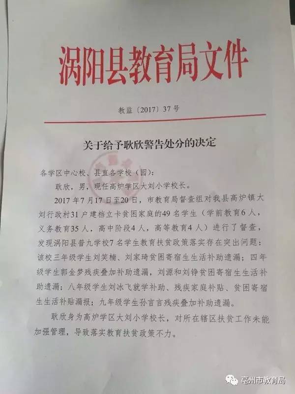 涡阳县小学人事任命动态更新